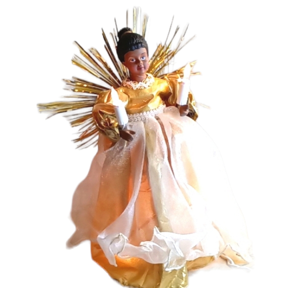 Lighted American African Angel Tree Topper
